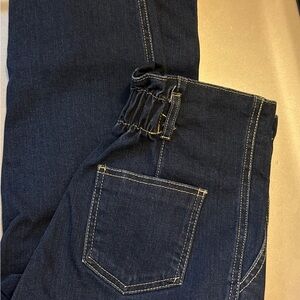 Dark Blue Denim Stretch high waisted ( mom jeans) boot cut size medium